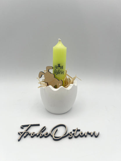 Oster Mitbringsel / Ostergeschenk/ Osterdekoration/ Geschenk aus Raysin mit Kerze/ Geschenk zu Ostern/ Eierschale mit Kerzenhalter / Dekoschuppen