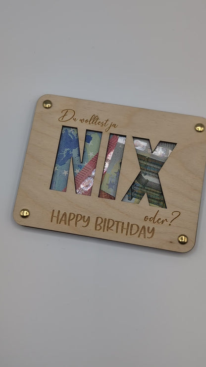 Geschenkkarte Nix, Lustige Geschenkidee zum Geburtstag